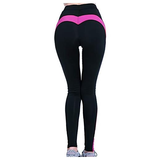 FITTOO Pantalones Deportivos Mujer Yoga Leggings de Alta Cintura Elásticos y Transpirables para Running Fitness 260#2 Negro & Rosa Large
