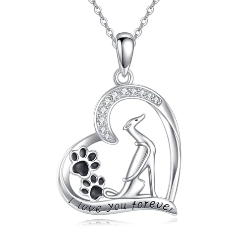 Greyhound Gift 925 Sterling Silver Greyhounds Pendant Necklace Cute Dog Jewelry For Women Female...