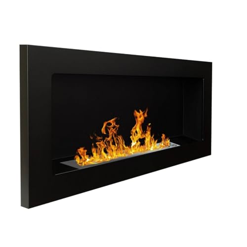 Decorspace Camino a Bioetanolo da incasso in Acciaio Nero da 2,5 Kw arredamento Moderno (90 cm)