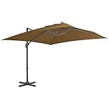  Tidyard Ampelschirm Sonnenschirm mit Aluminium-Mast Gartenschirm  Balkonschirm Terrassenschirm  Sonnenschutz Schirm mit 8 Aluminium Schirmrippen  Taupe 300 x 300 cm
