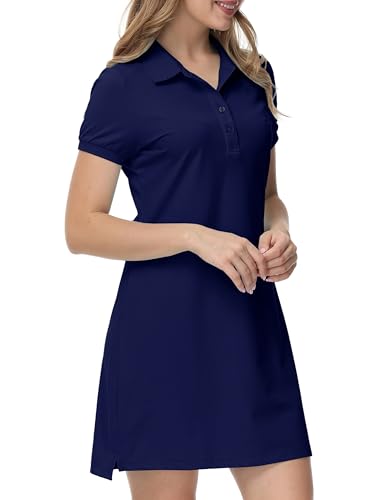 JINSHI Women's Short Sleeve Polo Dress Classic Long Polo Shirt Casual Sports...