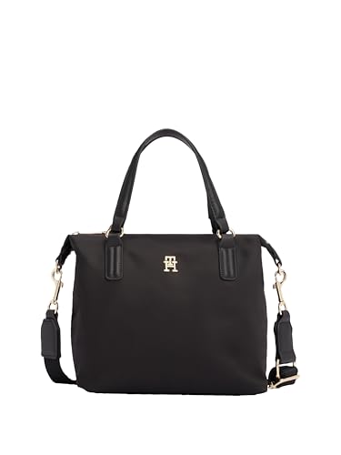 Tommy Hilfiger Sacola pequena Poppy com alça transversal removível, Preto, One Size