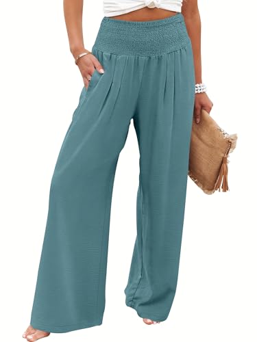 ANRABESS High-Waisted Wide-Leg Palazzo Pants (Lake)
