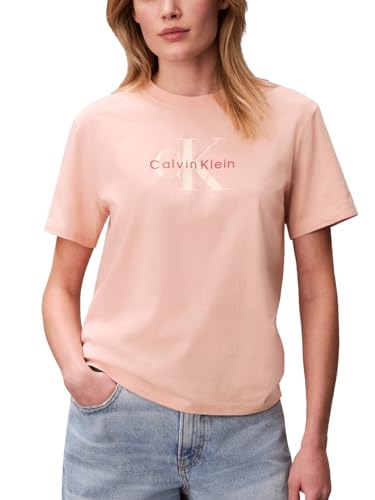 Calvin Klein Women's Monogram Logo Crewneck T-Shirt Pink Sand