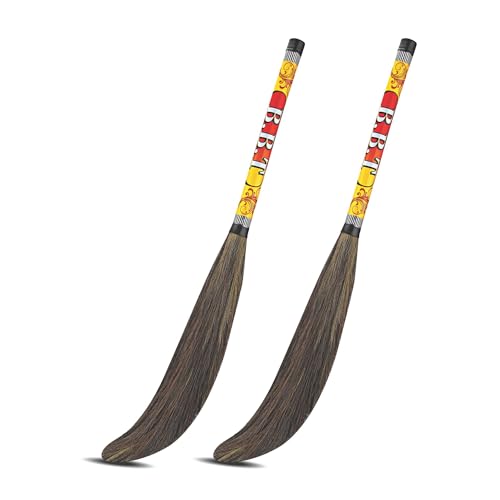 Image of BBT Phool Jhadu | Natural Grass Broom Stick for Home Cleaning | Eco-Friendly Long Handle Jhadu | Anti Dust, Lightweight & Durable Pack of- (2, Gold)