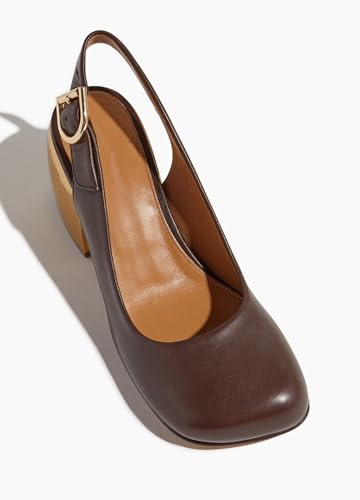 Slingback Heels for Women Closed Round Toe Chunky Heel Pumps Backstrap Buckle Causal Work Block High Heel Sandals2