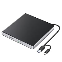Externes CD DVD Laufwerk Extern, USB 3.0 USB C Externes CD Laufwerk für Laptop Desktop PC Macbook iMac, DVD +/-RW Brenner Optical Drive Externes DVD Laufwerk für Windows 11/10/8/7/XP/Linux/Vista/MacOS