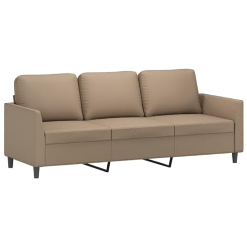 vidaXL Sofagarnitur 4-TLG., Sessel Couch mit Kissen Fußhocker, Sofa Wohnzimmersofa mit Armlehnen, Couchgarnitur Designsofa Sitzmöbel Polstermöbel, Cappuccino-Braun Kunstleder – Bild 6