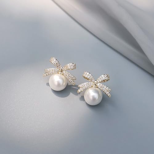 Pearl Rhinestone Bow Earrings - Red Ball Christmas Jewelry for Women4