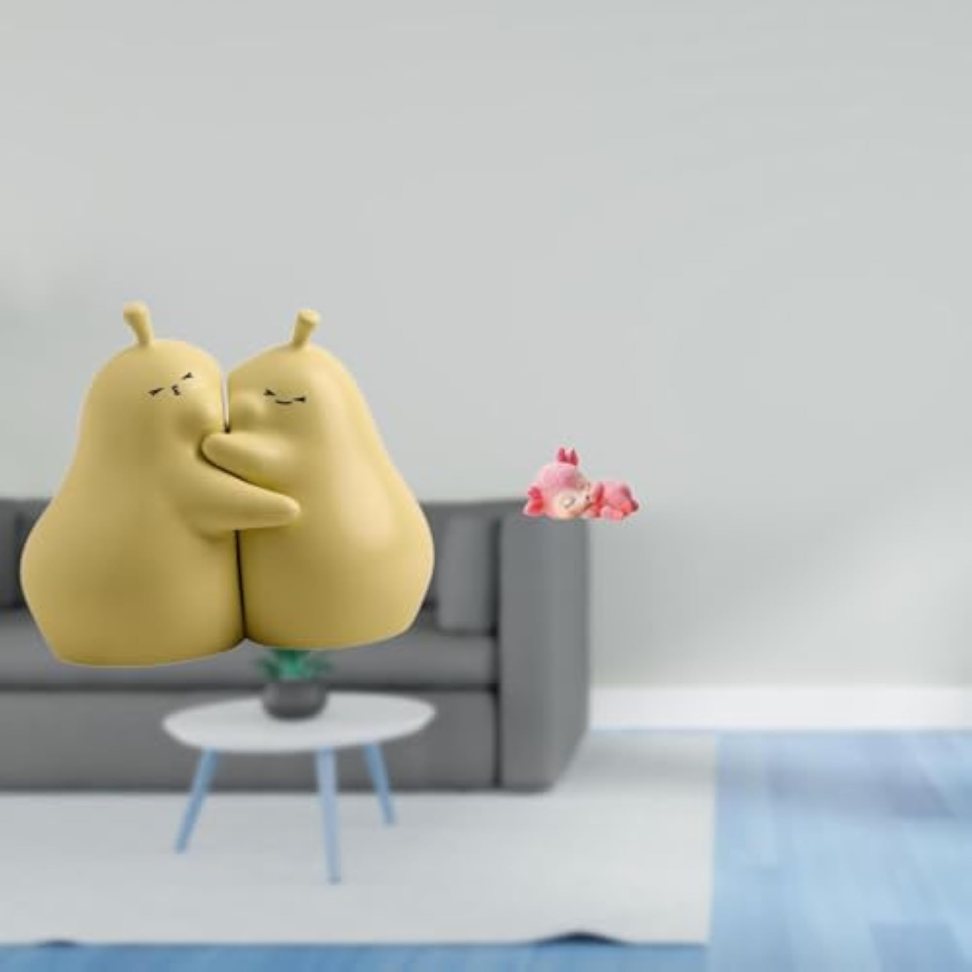 Hugging Pear Ceramic Book Stand and Resin Sleeping Deer Figurine