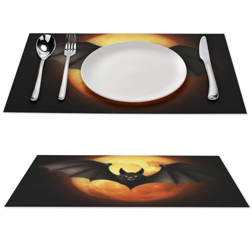 Sets de table d'Halloween en PVC lavables en vinyle tissé durable pour dîneurs - 2