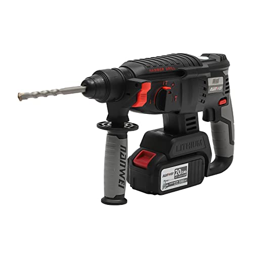 Martello perforatore a batteria 21 V, 6200 volte/min, SDS-Plus con 5 punte, trapano a batteria per uso domestico e lavori di costruzione