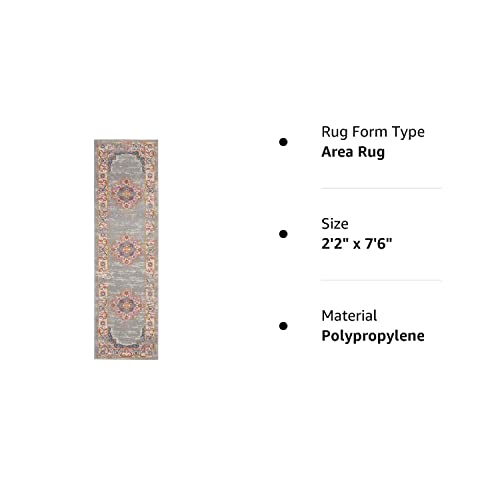 Nourison Passion Grey 2'2" X 7'6" Area -Rug, Boho, Traditional, Easy -Cleaning, Non Shedding, Bed Room, Living Room, Hallway, (8' Runner) #TOP7