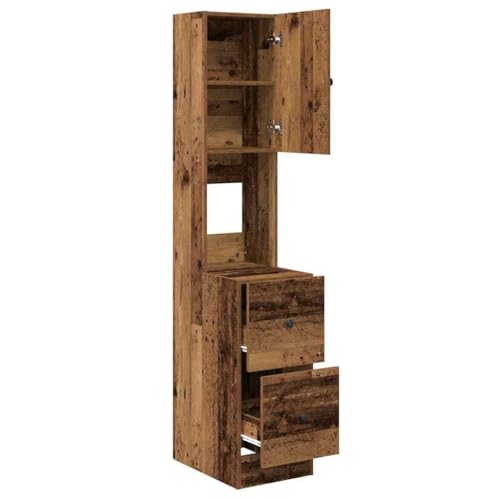 Buffet de cocina de madera recuperada de 32x50x180 cm con cajones 6