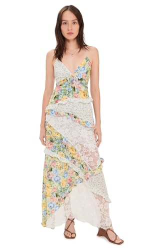 For Love & Lemons Womens Rosalyn Maxi Dress Yellowblue L