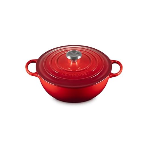 Le Creuset Signatur gjutjärnsbrännare med lock, Ø 26 cm, La Marmite, rund, lämplig för alla typer av spisar och induktion, volym: 4,1 l, 4,255 kg, körsbärsröd