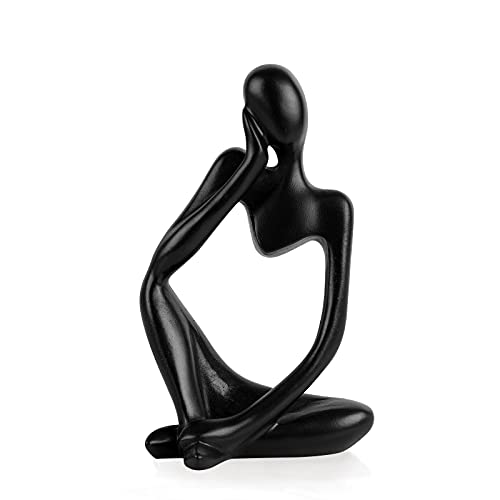 Ozzptuu Black Resin Thinker Style Abstract Sculpture Statue Collectible Figurines Home Office Bookshelf Desktop Decor (Small-Black-Left) #TOP7