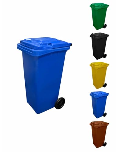 Jardin202 - Contenedor de Basura Reciclables de Colores con Ruedas | Mango antideslizante | 240 L (Azul)