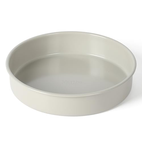 Martha Stewart Gallen 8-Inch Round Nonstick Carbon Steel Cake and Bake Pan – Cool Grey, Durable Bakeware for Even Baking and Easy Release