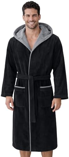 Morgenstern Dressing Gown Men 100% Cotton Hood Luxury Velvet Terry Bathrobe Finn
