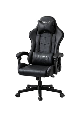 Image of Ergonomic Gaming & Office Chair with Adjustable Headrest and Lumbar Support, Reclining High-Back Computer Chair with 4D Armrests & Smooth Casters - Black