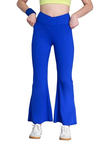 Image of CAVA Petite Hourglass Flared Leggings for Women | V Waistband, Anti Camel Toe Design, Petite Fit, Flared Bottoms, Deep Pockets, Sculpting Stretch Fabric