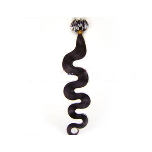 20" Loop Micro Ring Beads Tipped Body Wavy Remy Human Hair Extensions 100s 02 Dark Brown for Women's Beauty Hairsalon in Fashion