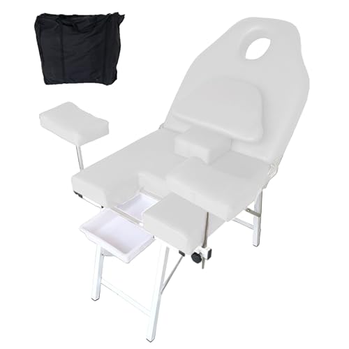 SJDUYD Silla de exploración ginecológica, Mesa de exploración médica Plegable portátil, Mesa de Parto para cirugía ginecológica, Silla de enfermería privada médica (White)