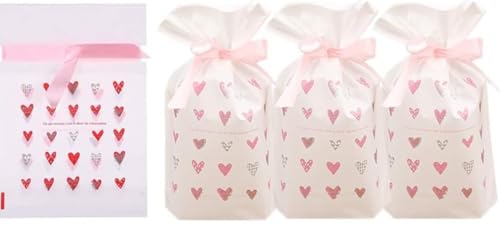 Image of VRB Dec 40Pcs Return Gift Bags - Potli Bags, Return Gift Bags for Kids Birthday - Gift Packing Bags - Goodie Bag for Return gifts - goodie bags - gift pouches for return gifts - guddy bags for return gifts (40Pcs Heart Ribbon Bag)