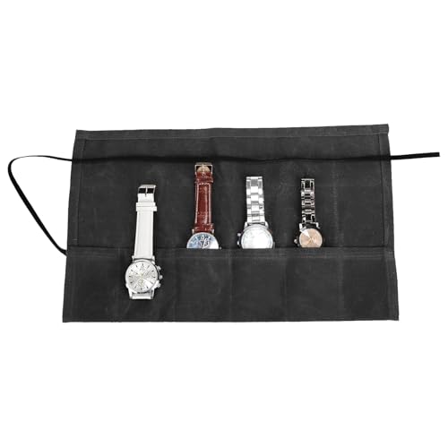 Image of Travel Watch Roll Organizer with 6 Slots Handmade Watch Travel Case Roll-up Watch Organizer Storage Box Jewelry Roll Watch Travel Pouch Waxed Canvas Easy Carry On Watchlover Storage Gift for Men