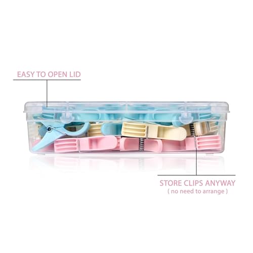 Image of Heavy Duty Plastic Cloth Clips, Strong Grip Laundry Clips for Clothes Drying - Multicolor (Pink, Blue, Cream) (Pack of 12)