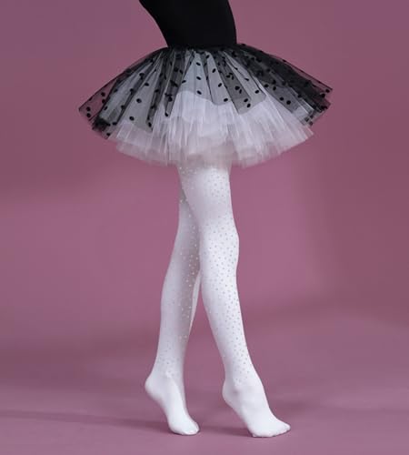 Image of LUCKELF Girls Glitter Tights, Soft Opaque Tights Sparkle Rhinestone Tights School Dress Dance Stockings