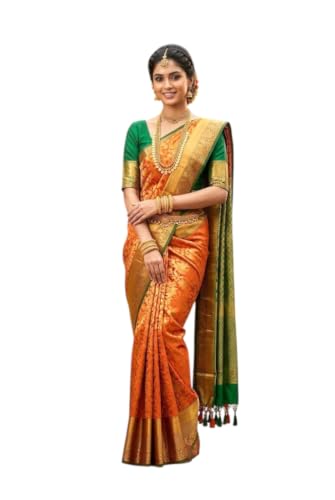 Image of VFCollections Women's Kanchipuram Silk Saree With Blouse Piece