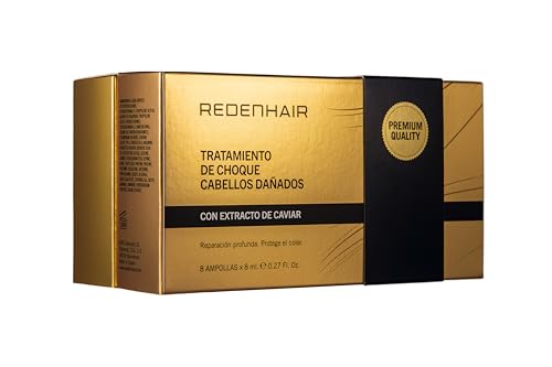 Redenhair - Ampollas de Reparación e Hidratación - Tratamiento para Pelo Seco y Dañado - Mejora la Calidad del Cabello - Acción Regenerativa, Reparadora, Hidratante y Protectora - 8 Ampollas de 8ml