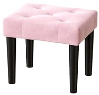 viewcare Pink Foot Stools Ottoman, Small Soft Footrest Ottoman with Wood Legs, Sofa Footrest Extra Seating for Living Room Entryway Office