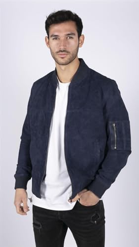 TruClothing Mens Genuine Suede Bomber Jacket Leather Casual Varsity VIntage Smart Casual2