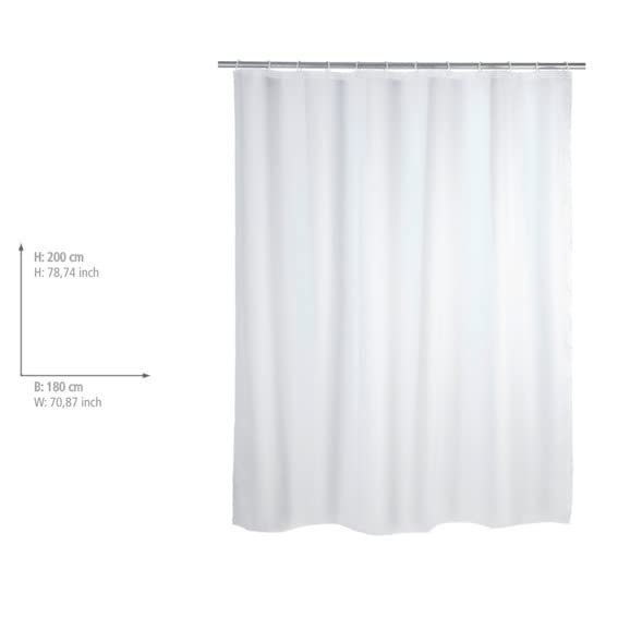 Wenko 19104100 Shower curtain singlecolour White wasserdicht, pflegeleicht, Plastic PEVA, White, W 70.9" x L 78.7" (1 Panels) - Image 3