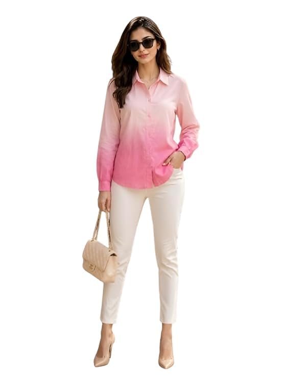 jbpipaliya Women’s Ombre Tie-Dye Rayon Shirt with Full Sleeves and Button-Down Closure - Lightweight Breathable Top with Classic Collar-picture-43