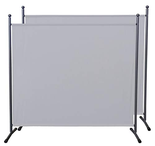 QUICK STAR 2 Stück Paravent 180 x 178 cm Weiß - Raumteiler Stellwand Blickdicht Innen & Außen - Garten & Balkon Sichtschutz Trennwand