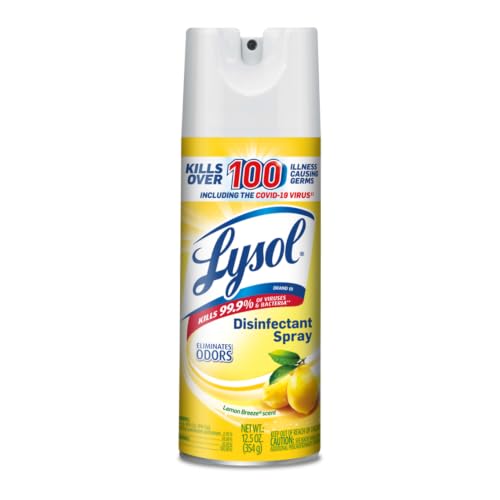 Image of Lysol Disinfectant Spray, Household Cleaning Supplies, Disinfecting Multi-Purpose Room Spray, Antibacterial Sanitizer, Deodorizer, Kills Hantavirus, Lemon Breeze, 12.5 Fl Oz