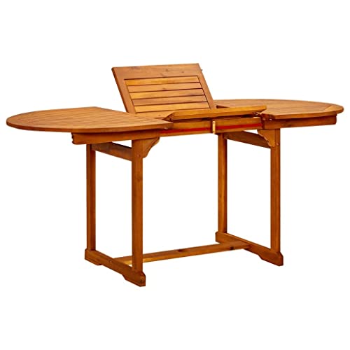 vidaXL Bois d'Acacia Massif Table à Dîner de Jardin Table de Salle à Manger de Patio Meuble de Repas de Terrasse Extérieur (120-170) x80x75 cm