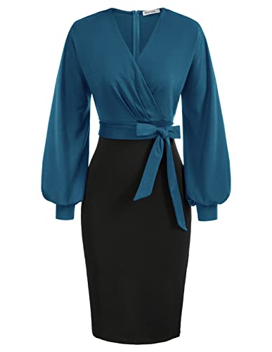 GRACE KARIN Women's Work Pencil Dress Wedding Guest Office Dresses Cocktail Party Long Sleeve