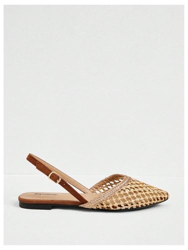 Women's Straw Braided Pointed Toe Slingback Flats Hollow Out Dressy Vacation Beach Shoes2