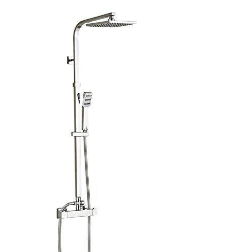 CPYGMXI Shower system Polished Chrome Constant Temperature 8" Rainfall Shower Faucet Set Dual Handle Wall Thermostatic Shower Mi
