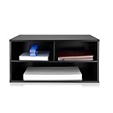 JulieHome Wood Two-Tier Printer Fax Stands Shelf Paper Organizer for Home Office，Black