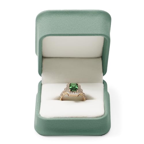 Velvet Ring Boxes Jewelry Gift Box Ring Holder Case for Birthday, Proposal, Engagement, Wedding, Valentine's Day(Green)