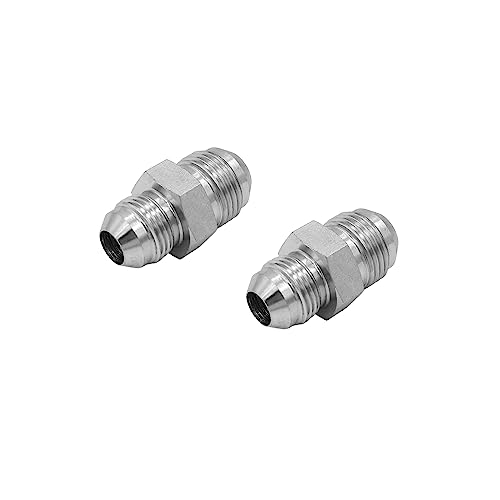 Image of (2-PACK) 2403-10-08 Hydraulic Hose Adapter Fitting 5 /8 inch Male JIC 37 Flare (7 /8 inch-14UNF) x 1 /2 inch Male JIC 37 Flare (3 /4 inch-16UNF) SAE Straight Pipe Joints Tube Connector Carbon Steel