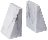 Fox Run Triangular 100% Natural Polished White Marble Bookends 4 x 3 x 6 inches