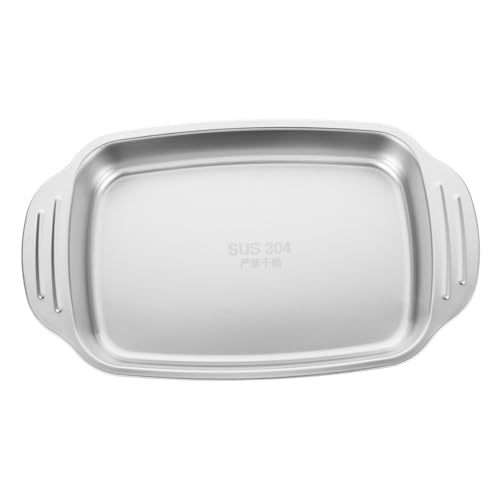 MOTHNUR Teglia Rettangolare in Acciaio per Pesce e Crostacei Padella da Forno Leggera e Portatile con Bordi Rinforzati per Grigliare Pesce Gamberi e Verdure Uso Domestico e Professionale