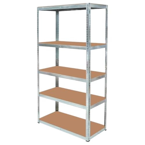 5 Tier Storage Rack Heavy Duty Shelving Galvanised Steel Garage Shelves | Heavy Duty Shed Storage Racking Shelf | For Warehouse, For Workshop | For Office (Silver, 150cm x 70cm x 30cm, Pack of 1)